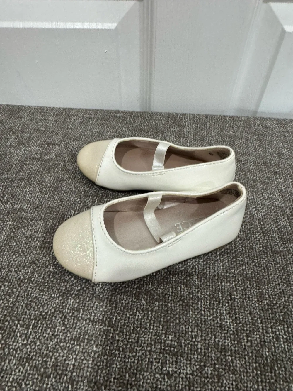 The Children's Place Cream Glitter Toe Mary Jane Flats